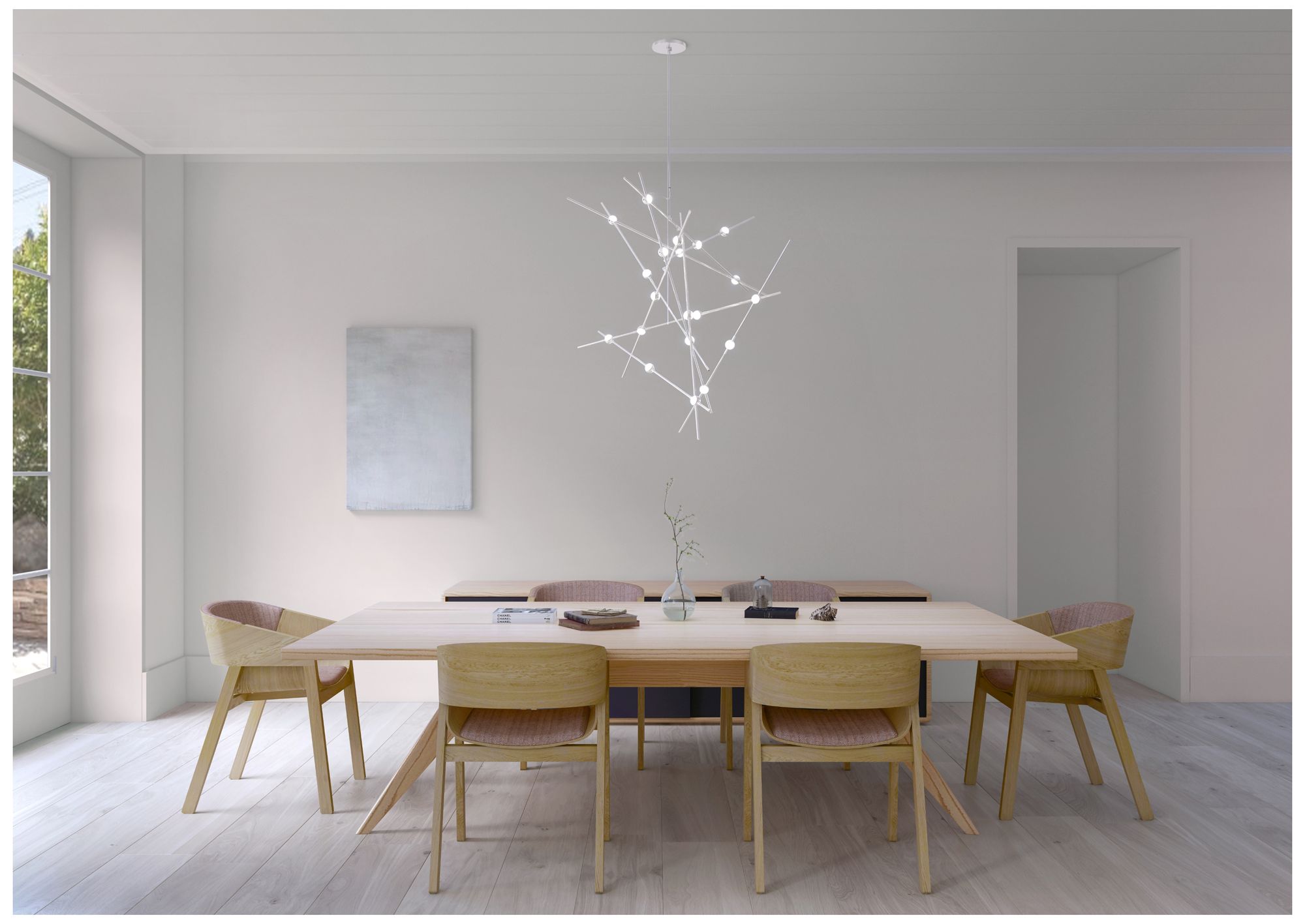 Image 2 Aquila Major LED Chandelier Satin Nickel White Optical Lens 3000/240" Cable more views