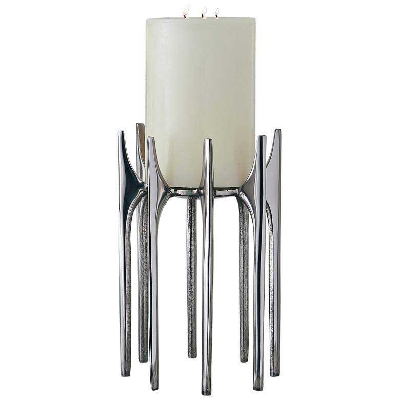 Image 1 Aquilo 14" High Antique Nickel Modern Candle Holder