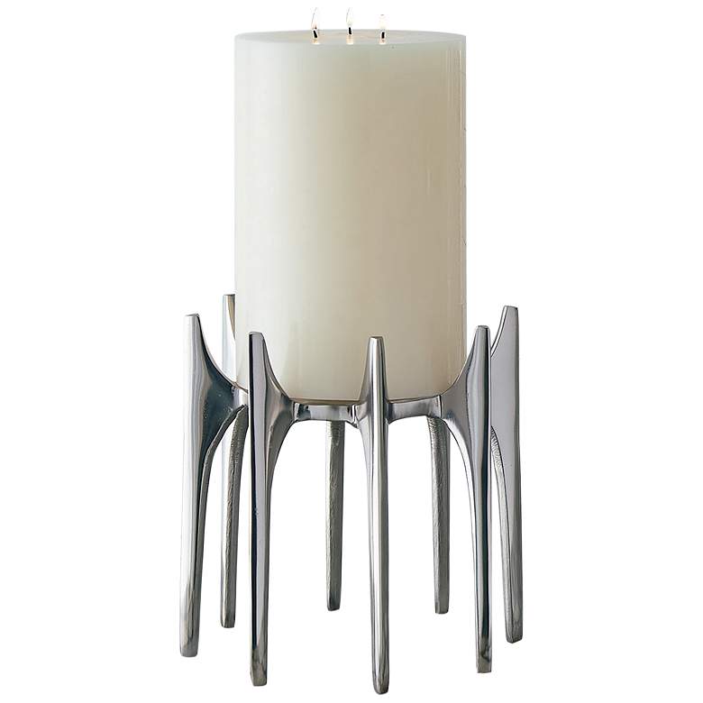 Image 1 Aquilo Small 9" High Antique Nickel Pillar Candle Holder