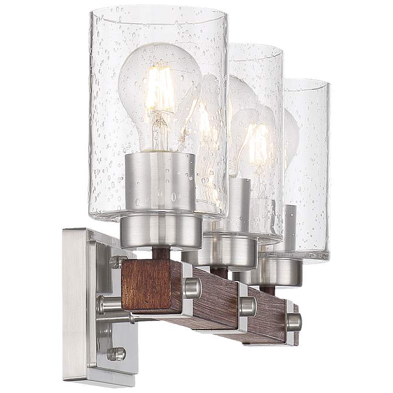 Image 1 Arabel; 3 Light; Vanity; Brushed Nickel and Nutmeg Wood Finish
