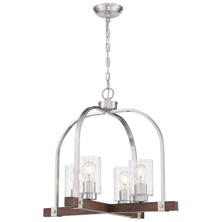 Image 1 Arabel; 4 Light; Chandelier; Brushed Nickel Finish with Clear Seeded Glass