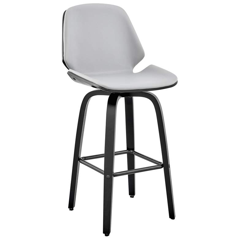 Image 1 Arabela 26 in. Swivel Barstool in Black Finish with Gray Faux Leather