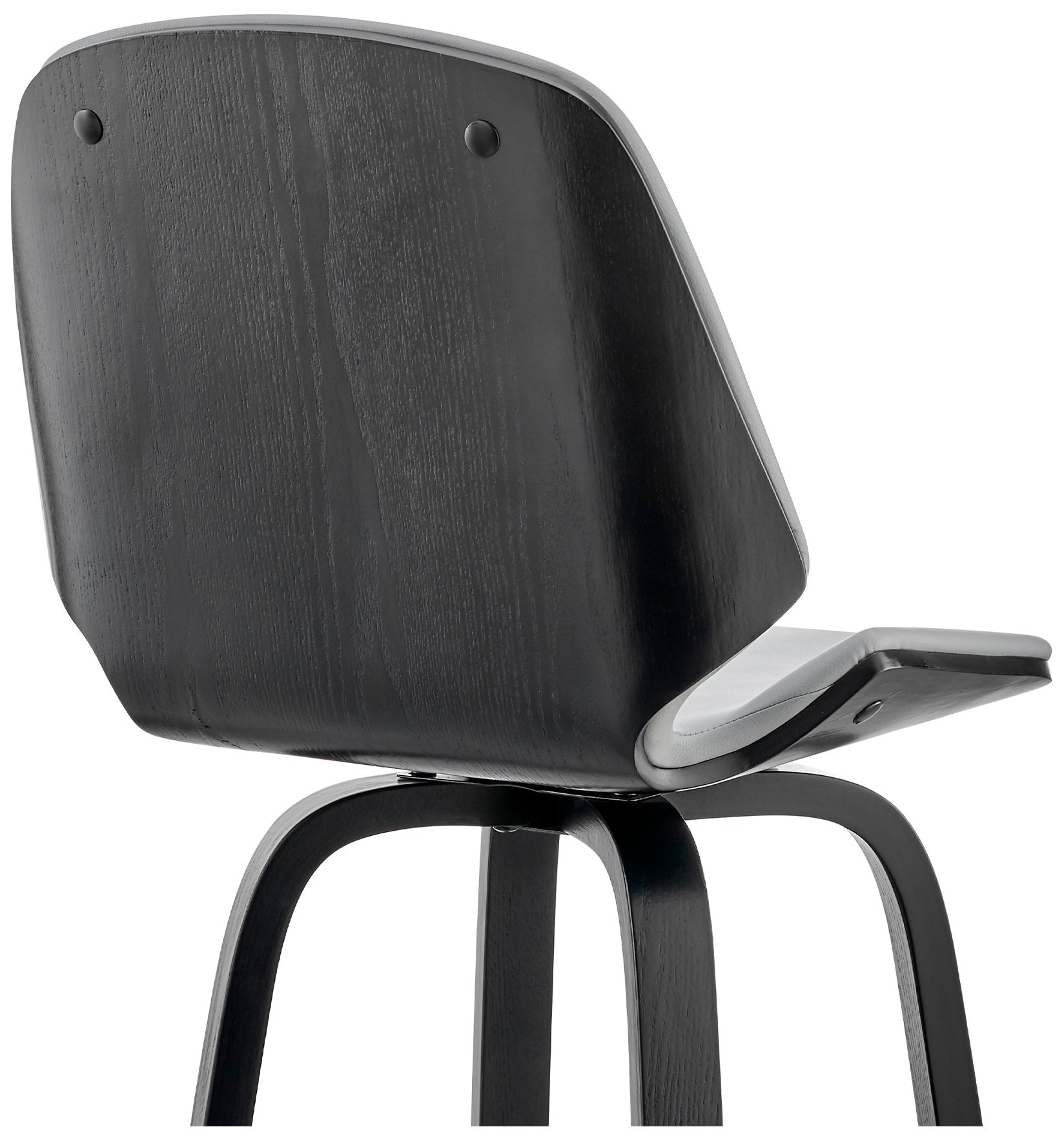 Arabela 26 in. Swivel Barstool in Black Finish with Gray Faux Leather
