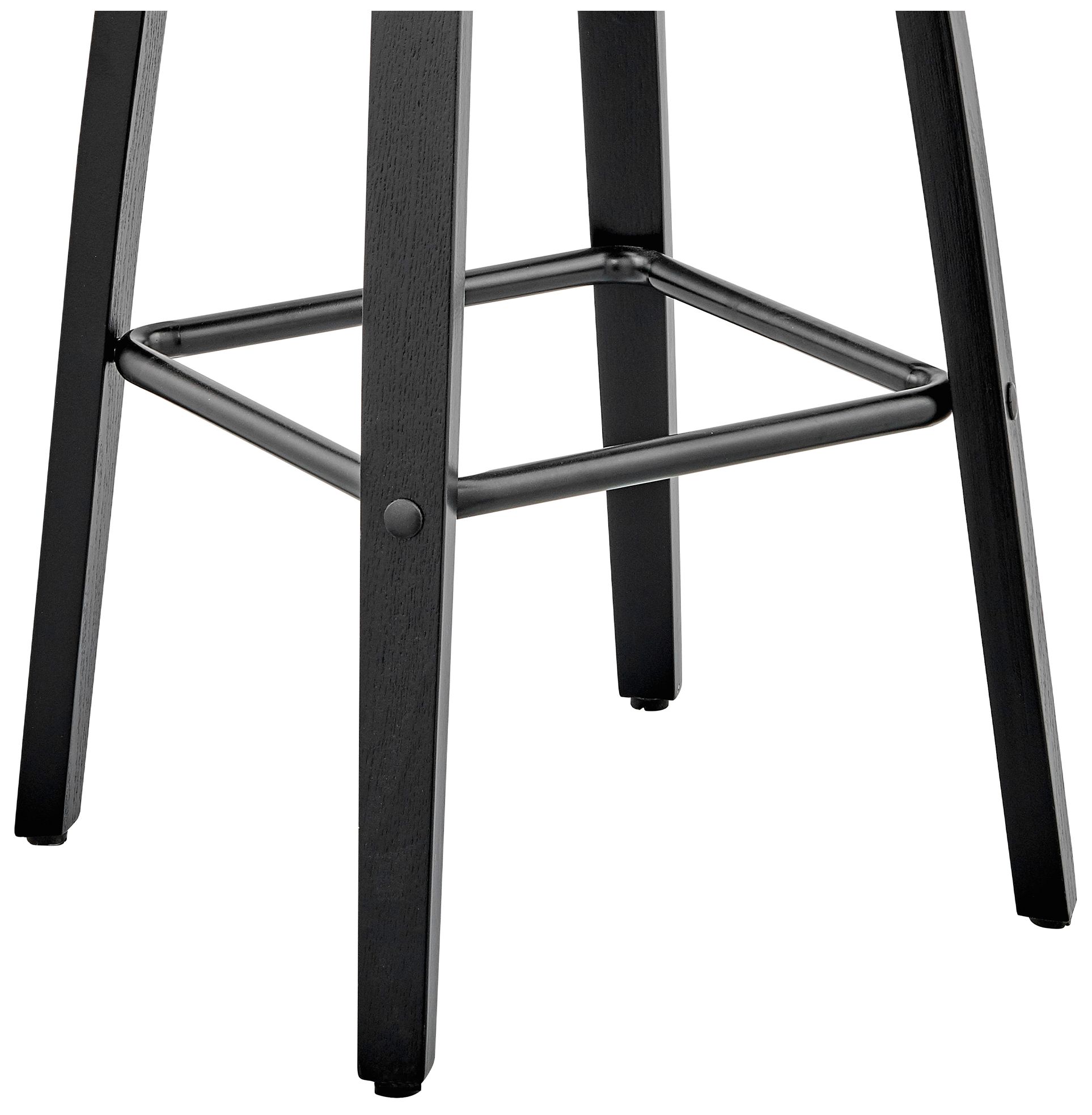 Arabela 26 in. Swivel Barstool in Black Finish with Gray Faux Leather