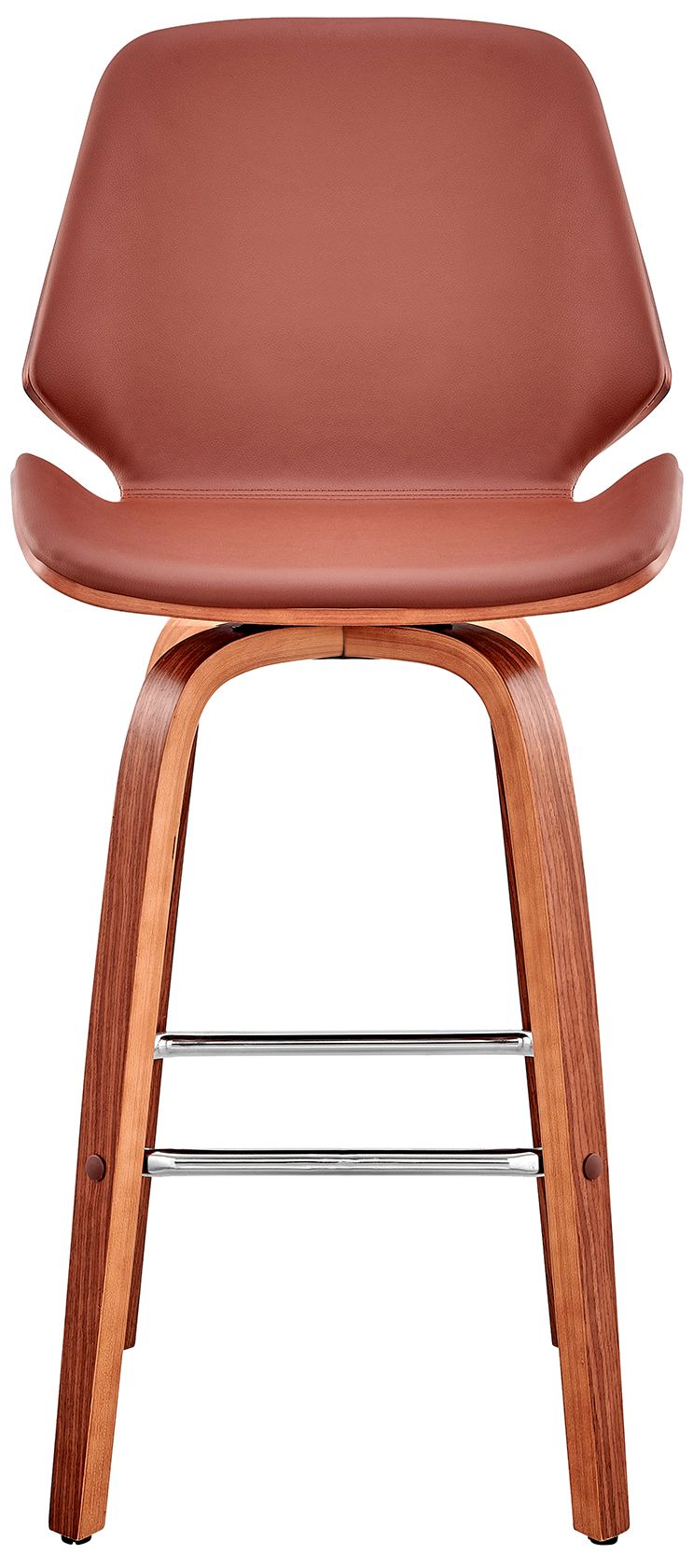 Image 3 Arabela 26 in. Swivel Barstool in Walnut Finish with Brown Faux Leather more views