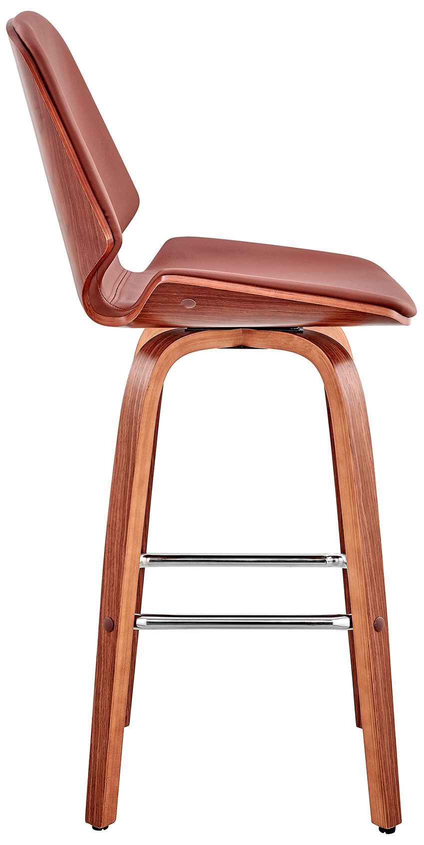 Image 4 Arabela 26 in. Swivel Barstool in Walnut Finish with Brown Faux Leather more views