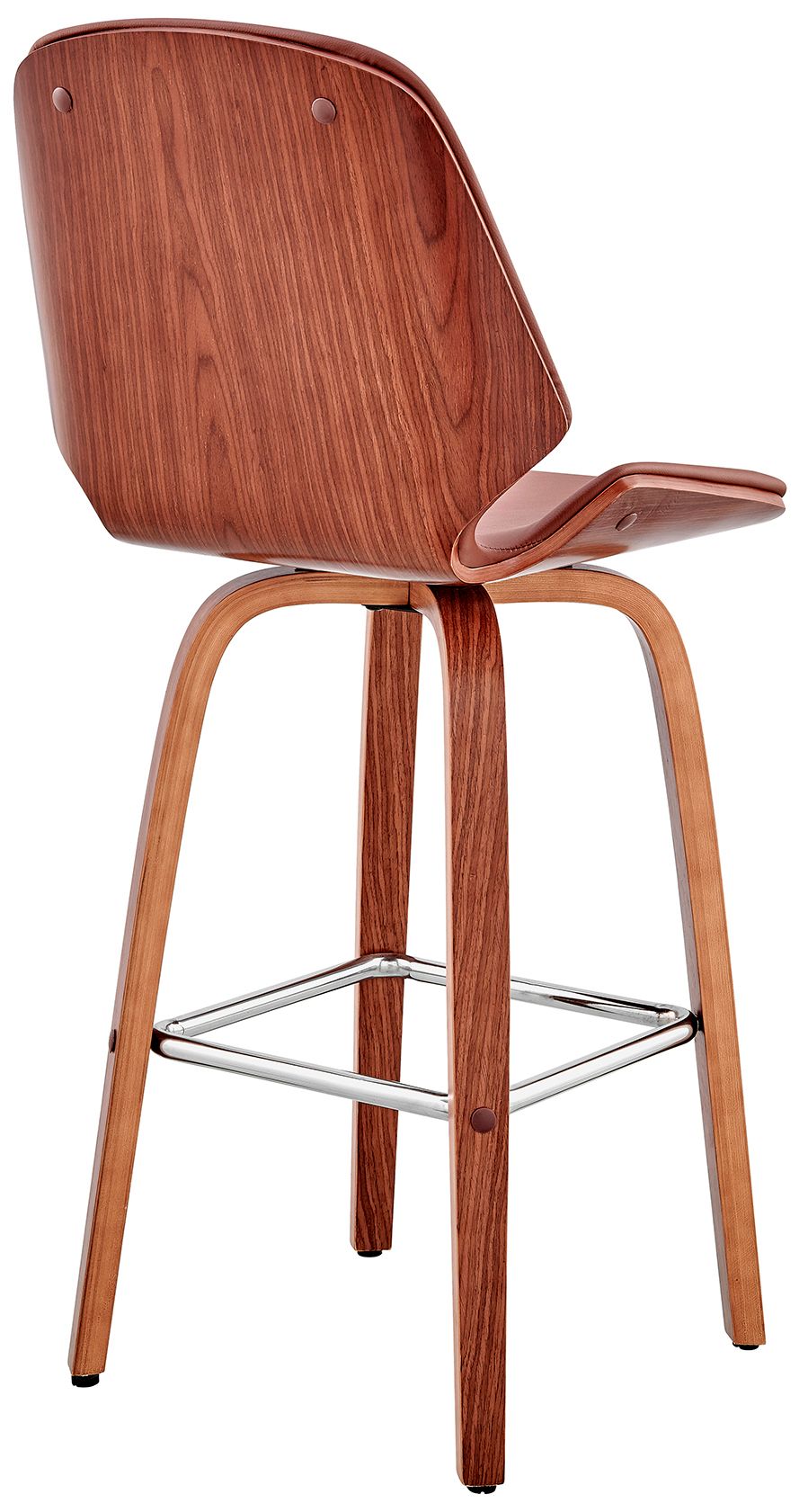 Image 5 Arabela 26 in. Swivel Barstool in Walnut Finish with Brown Faux Leather more views