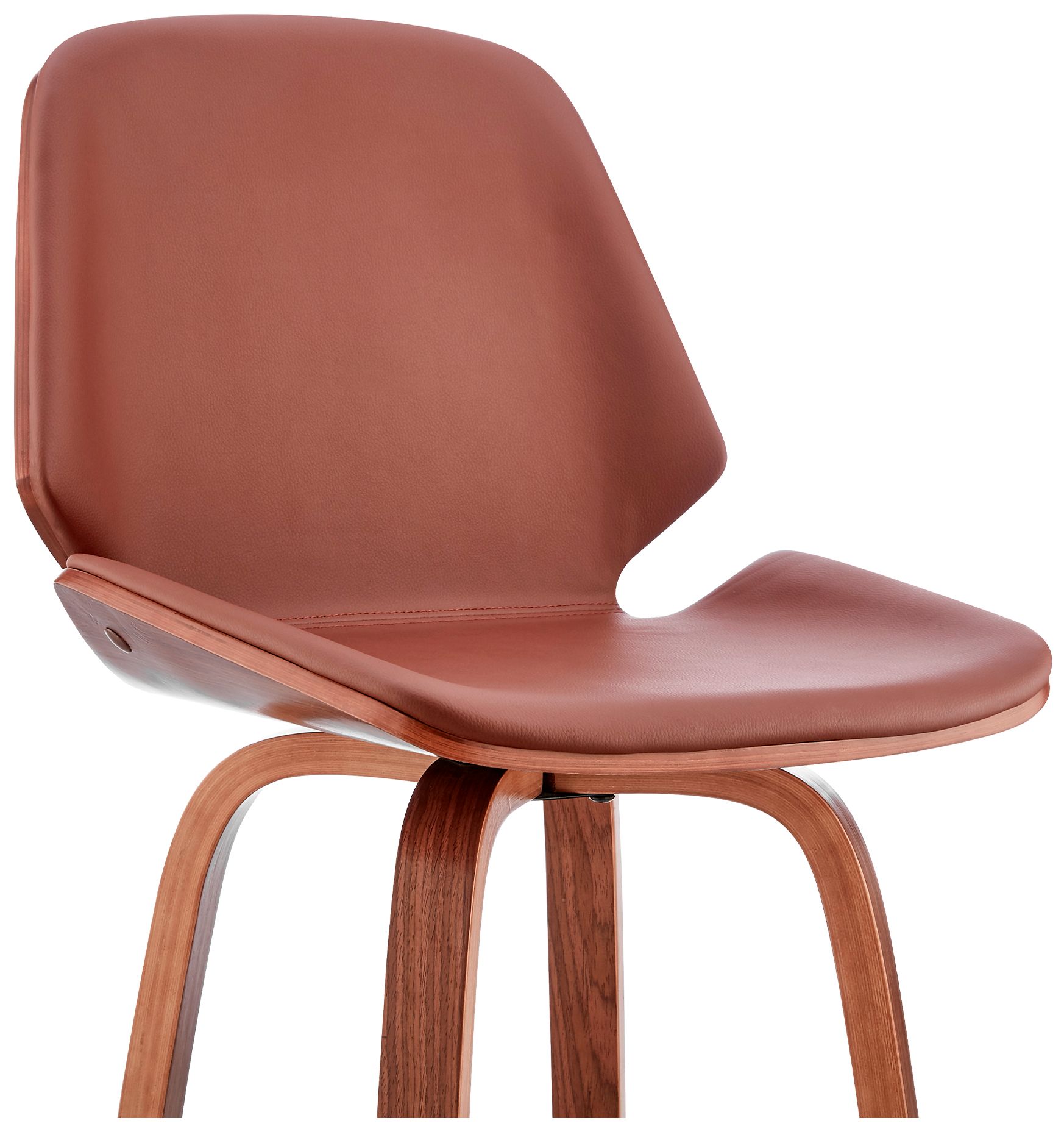 Image 7 Arabela 26 in. Swivel Barstool in Walnut Finish with Brown Faux Leather more views