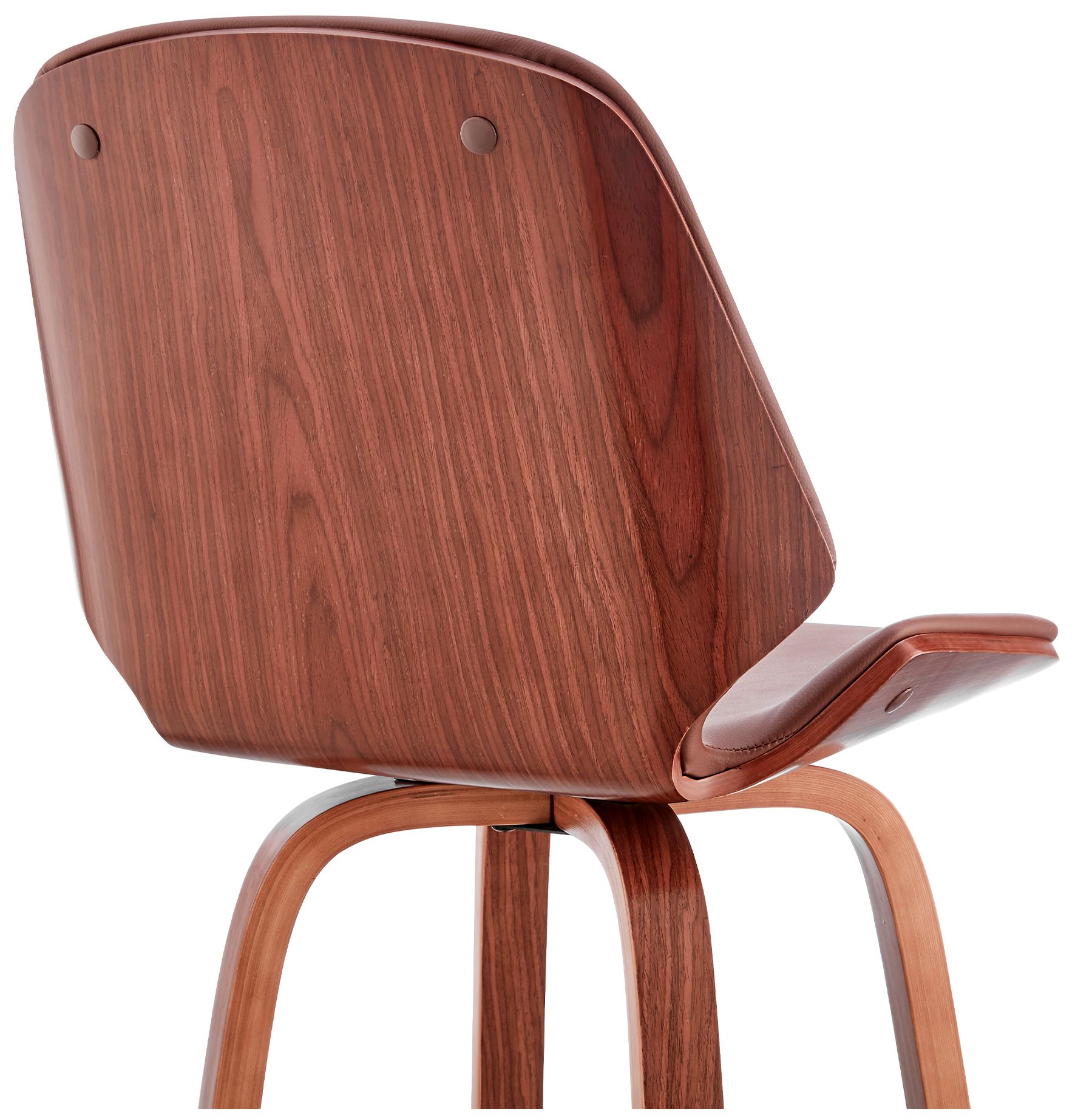 Arabela 26 in. Swivel Barstool in Walnut Finish with Brown Faux Leather