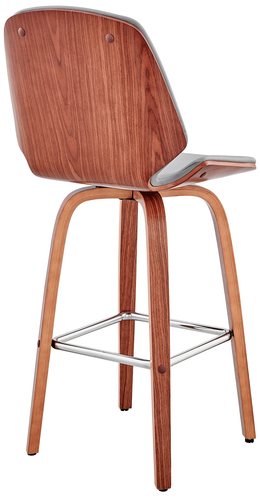 Image 5 Arabela 26 in. Swivel Barstool in Walnut Finish with Gray Faux Leather more views