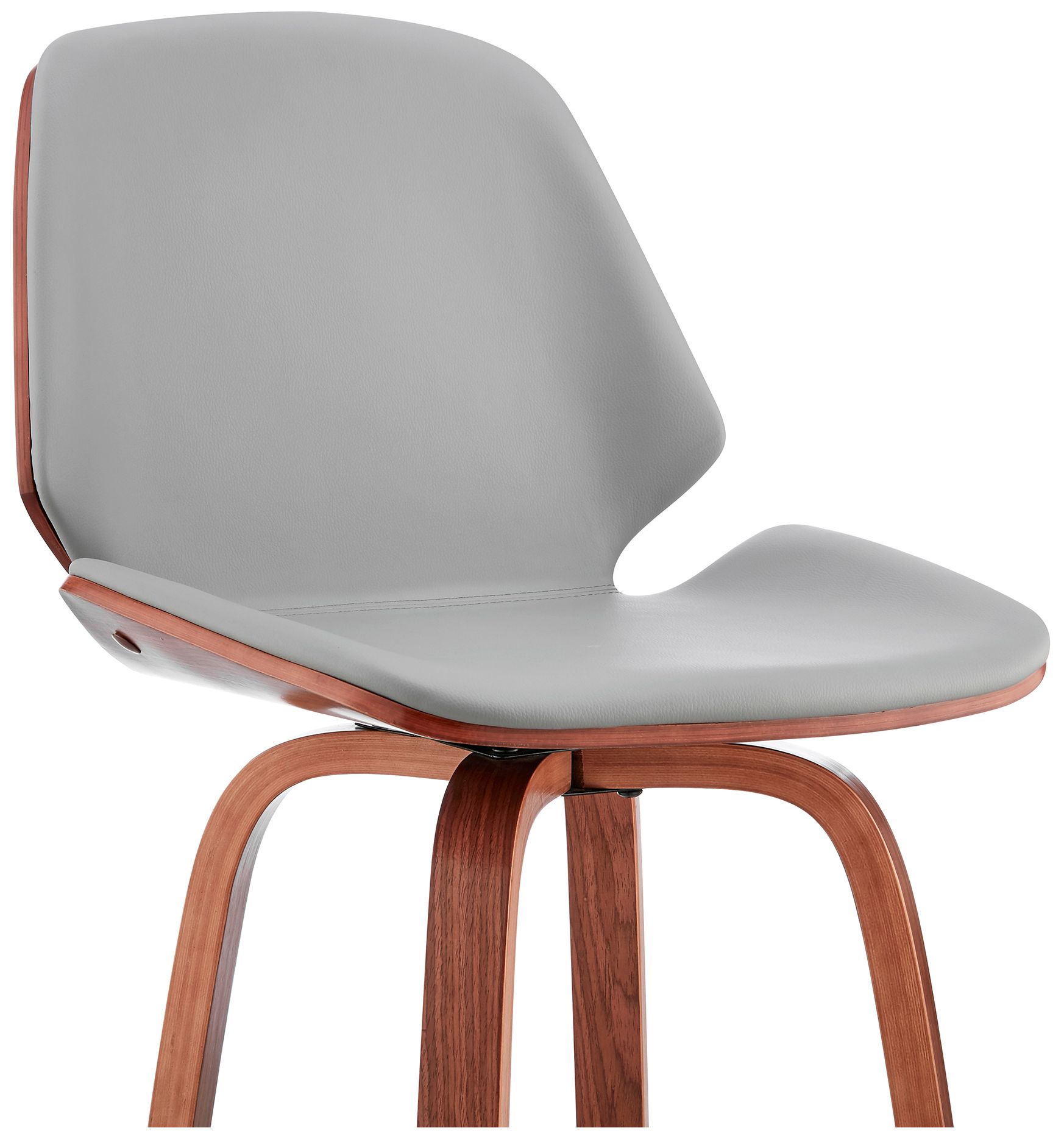 Image 7 Arabela 26 in. Swivel Barstool in Walnut Finish with Gray Faux Leather more views