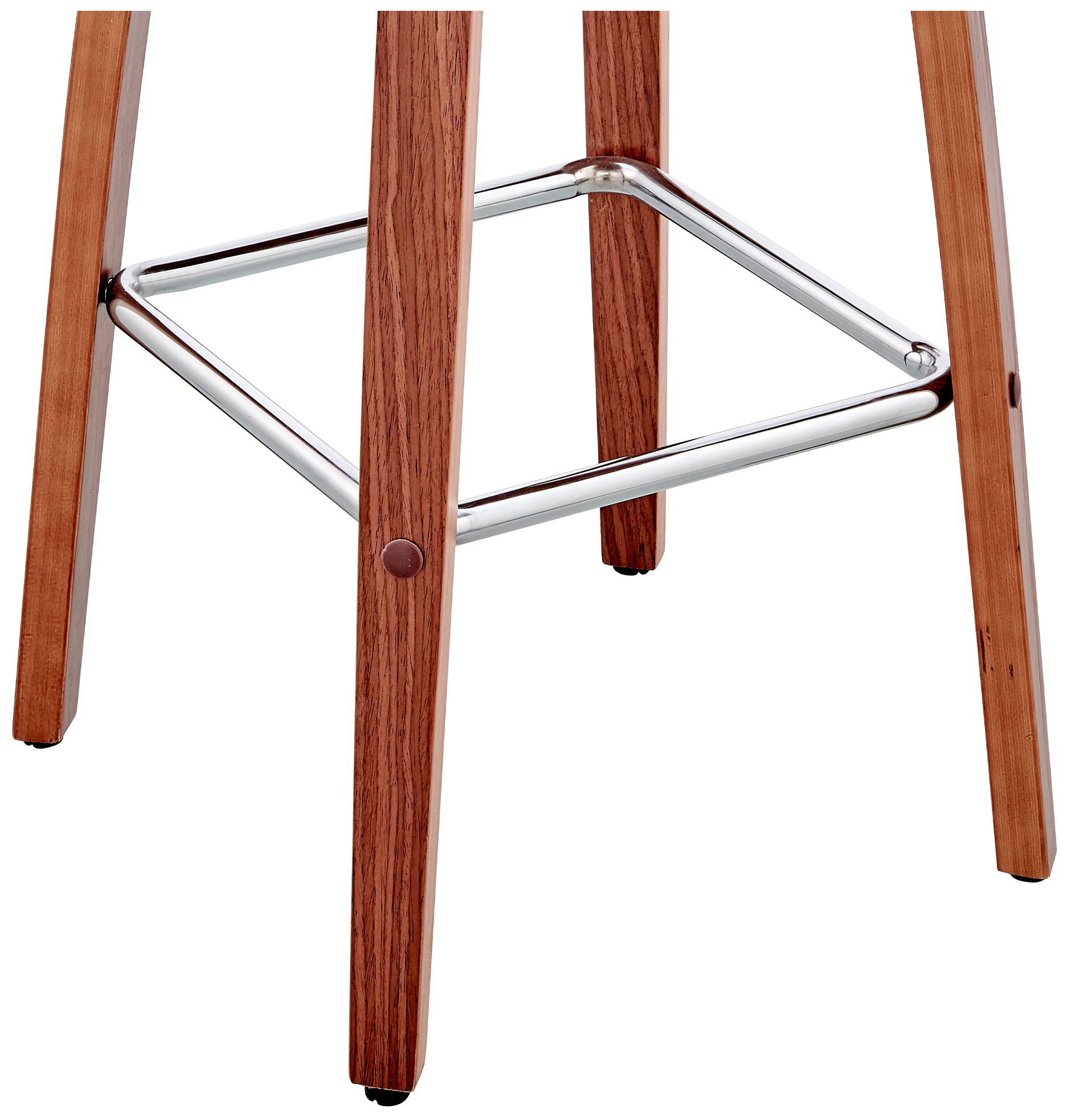 Arabela 26 in. Swivel Barstool in Walnut Finish with Gray Faux Leather