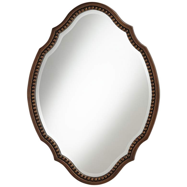 Arabela Bronze Beaded 25 3/4&quot; x 35 1/2&quot; Oval Cut Mirror