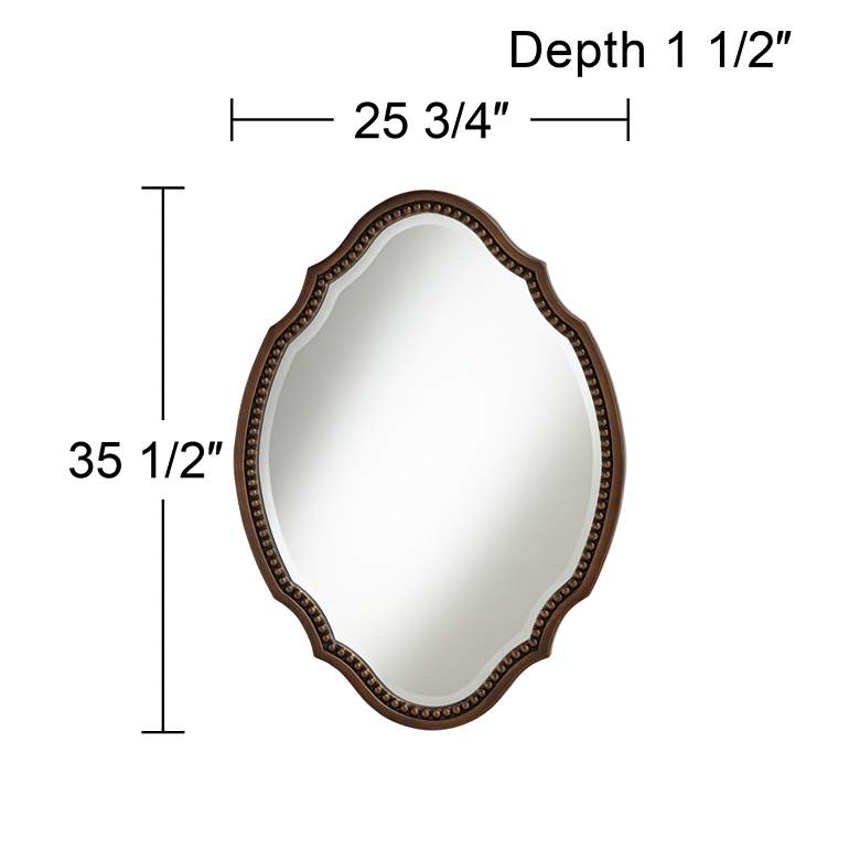 Image 5 Arabela Bronze Beaded 25 3/4 inch x 35 1/2 inch Oval Cut Mirror more views