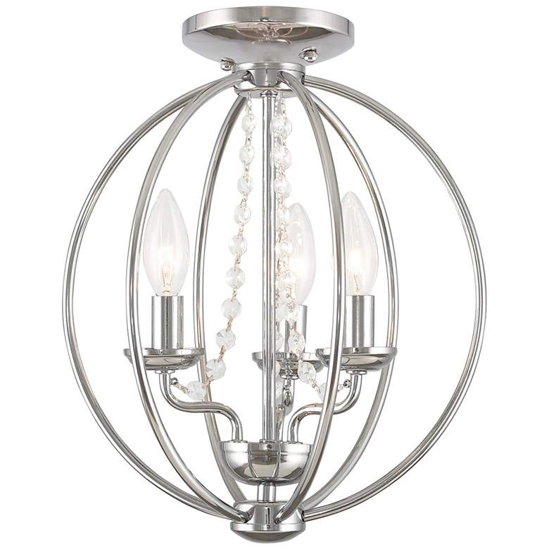 Image 2 Arabella 12 inch Wide Polished Chrome and Crystal Orb Ceiling Light