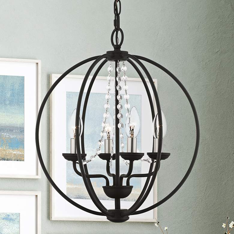 Image 1 Arabella 15" Wide Black 4-Light Chandelier