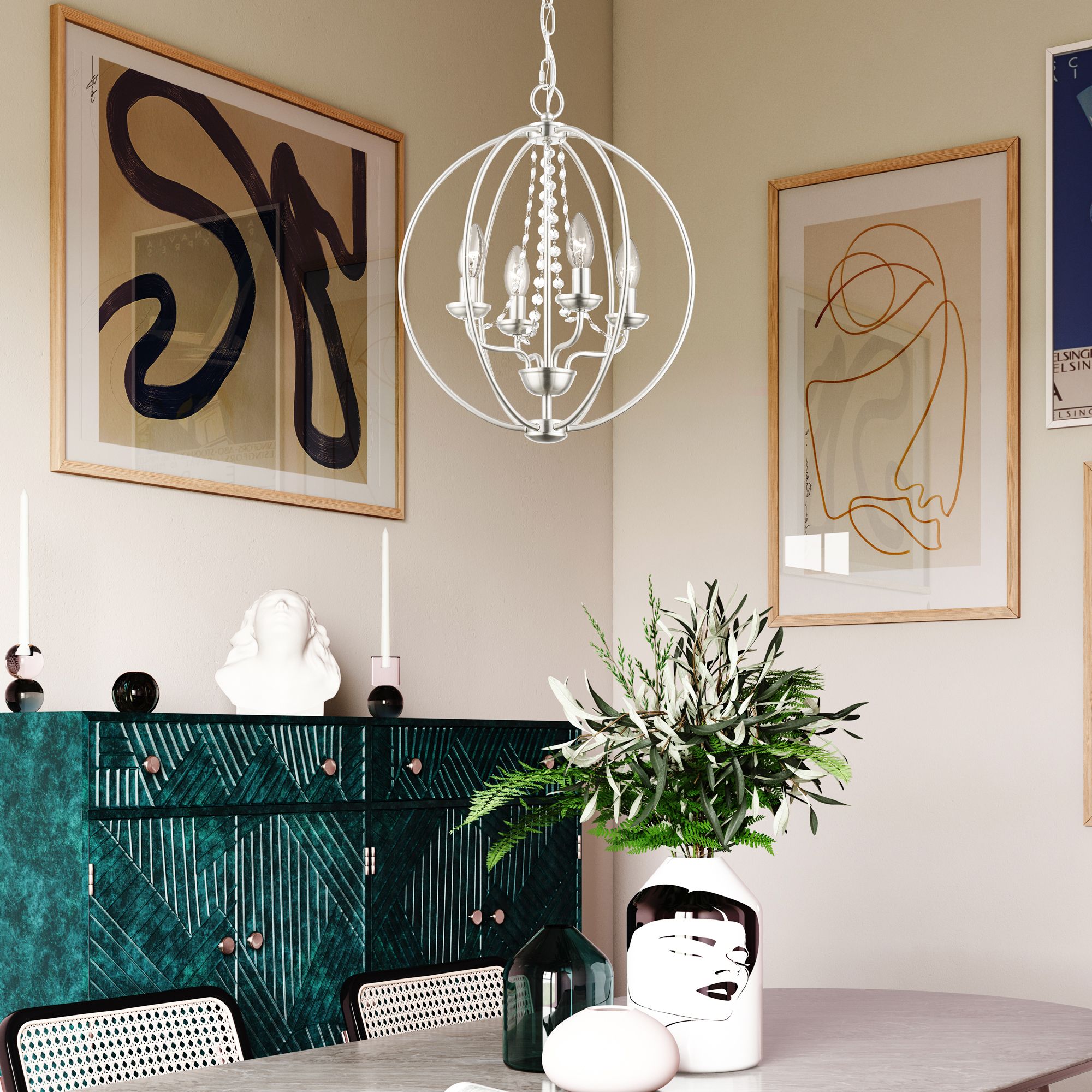 Arabella 15" Wide Brushed Nickel 4-Light Pendant Light