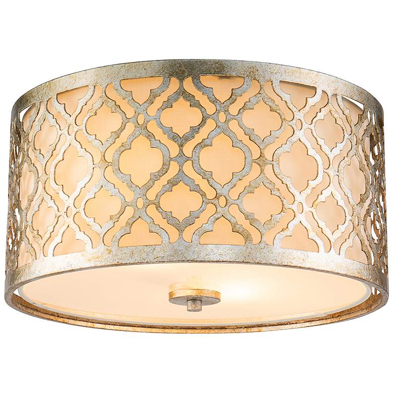 Image 2 Arabella 16" Wide Antique Silver Drum Ceiling Light