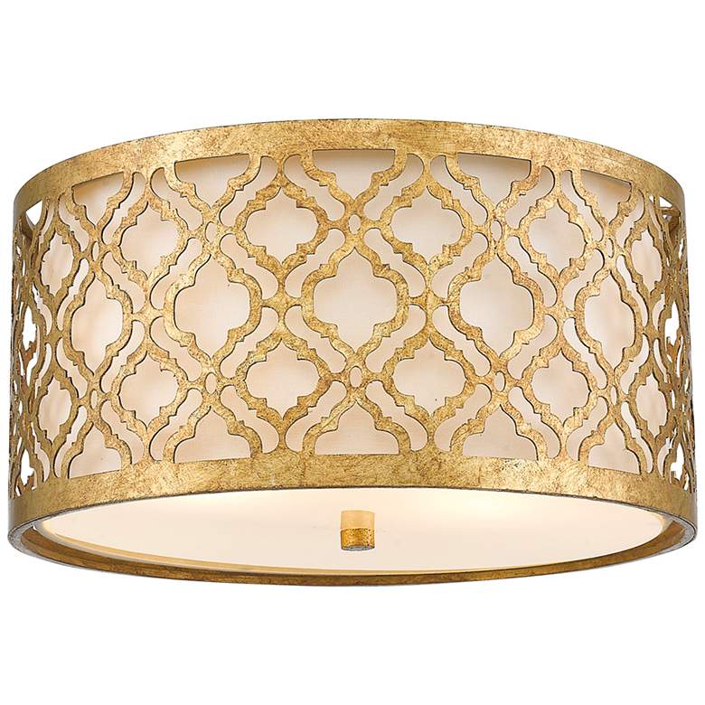 Image 2 Arabella 16 inch Wide Distressed Gold Drum Ceiling Light