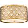 Arabella 16" Wide Distressed Gold Drum Ceiling Light