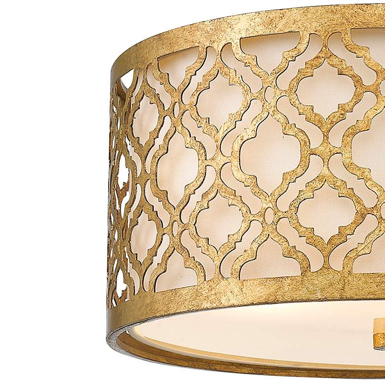 Arabella 16 inch Wide Distressed Gold Drum Ceiling Light more views