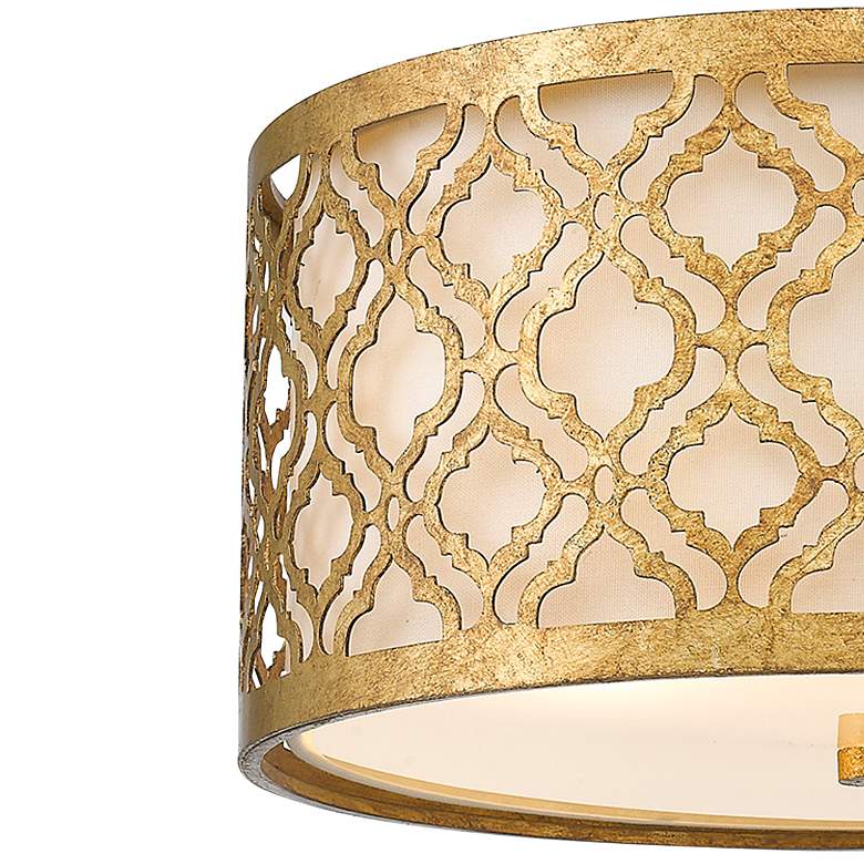 Image 3 Arabella 16 inch Wide Distressed Gold Drum Ceiling Light more views