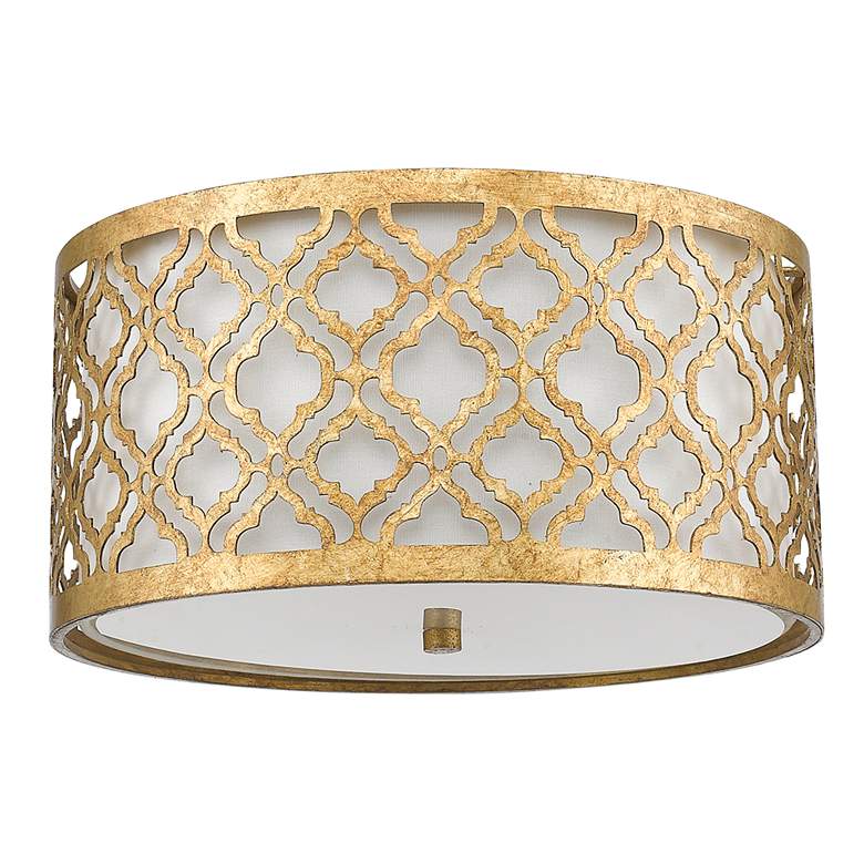 Arabella 16 inch Wide Distressed Gold Drum Ceiling Light more views