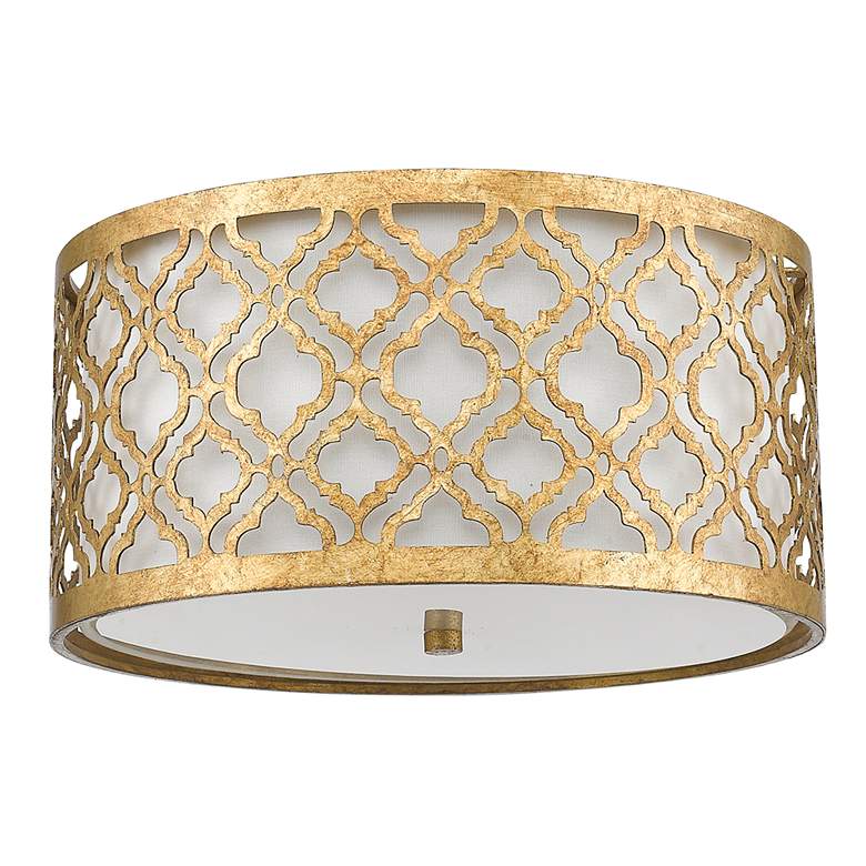 Image 5 Arabella 16" Wide Distressed Gold Drum Ceiling Light more views
