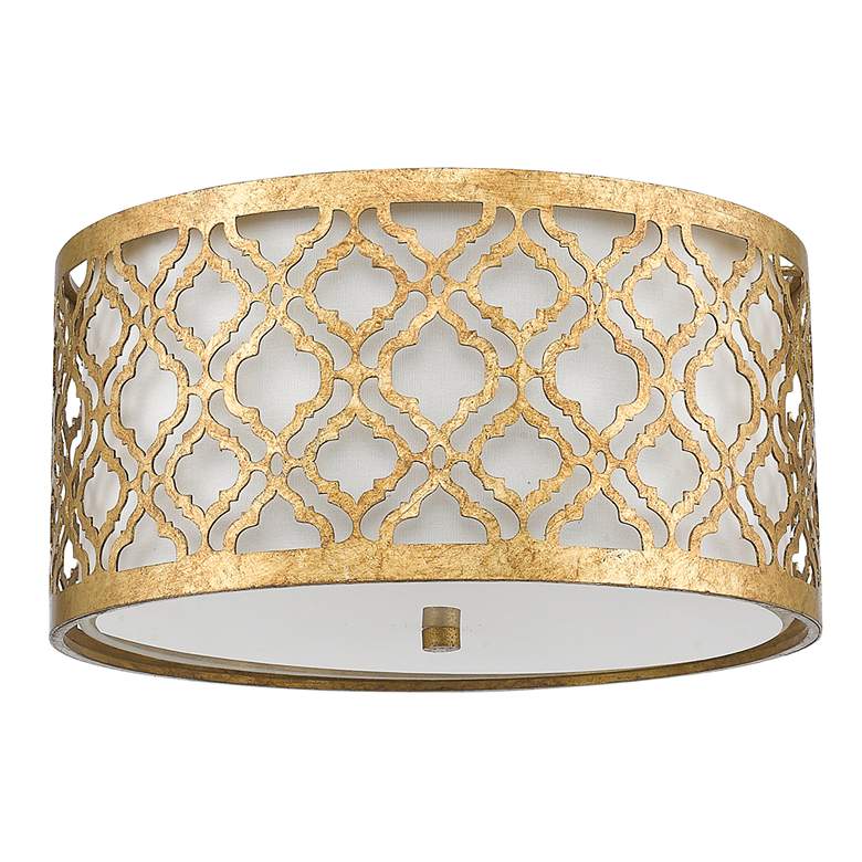 Image 5 Arabella 16 inch Wide Distressed Gold Drum Ceiling Light more views