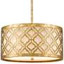 1_Arabella 16" Wide Distressed Gold Drum Pendant Light