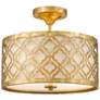 2_Arabella 16" Wide Distressed Gold Drum Pendant Light more views
