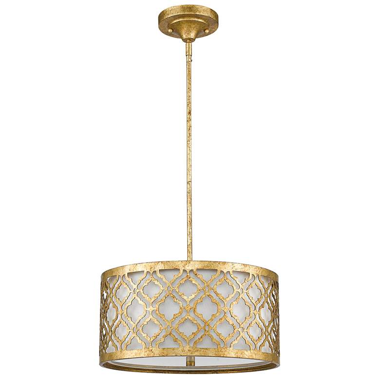 Image 3 Arabella 16" Wide Distressed Gold Drum Pendant Light more views