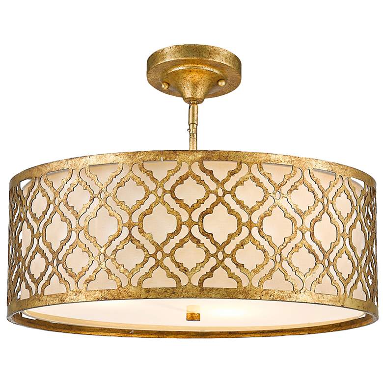 Image 2 Arabella 21 inch Wide Distressed Gold Drum Pendant Light more views