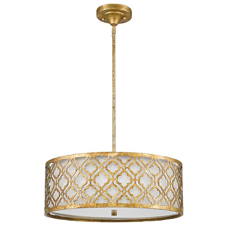 Image 3 Arabella 21 inch Wide Distressed Gold Drum Pendant Light more views