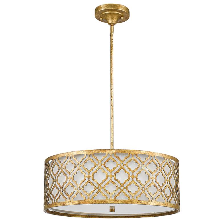 Image 3 Arabella 21" Wide Distressed Gold Drum Pendant Light more views