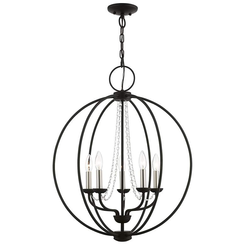 Image 3 Arabella 22" Wide Black 5-Light Globe Chandelier