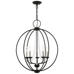 Arabella 22" Wide Black 5-Light Globe Chandelier