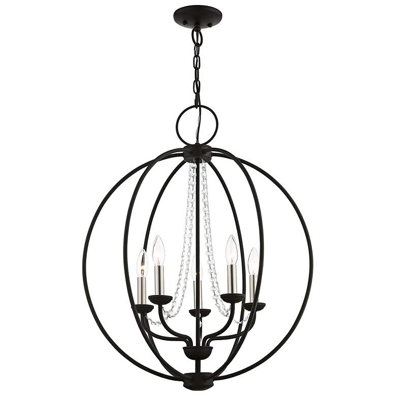 Image 5 Arabella 22" Wide Black 5-Light Globe Chandelier more views