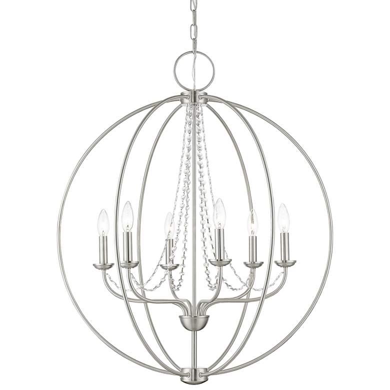 Image 3 Arabella 28" Wide Brushed Nickel 6-Light Globe Chandelier