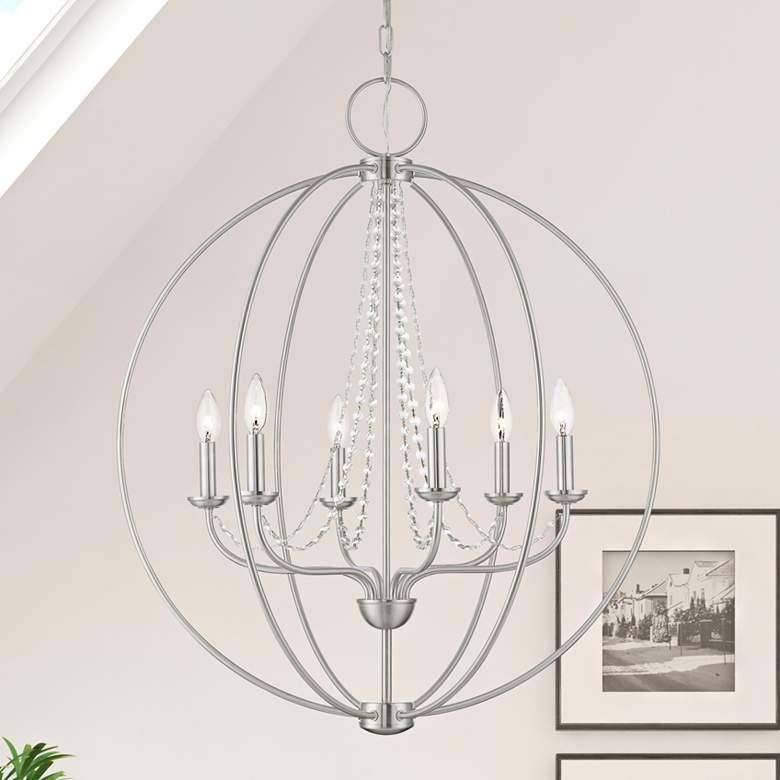 Image 2 Arabella 28" Wide Brushed Nickel 6-Light Globe Chandelier