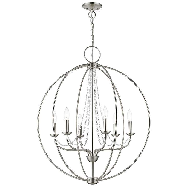 Image 7 Arabella 28" Wide Brushed Nickel 6-Light Globe Chandelier more views
