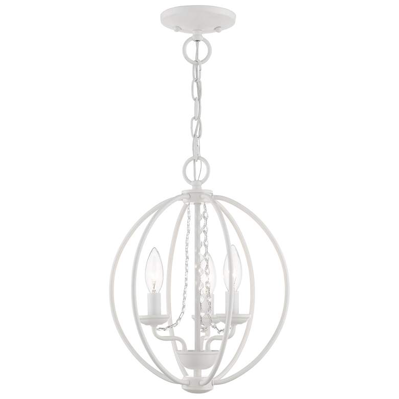 Image 1 Arabella 3 Light White Globe Convertible Mini Chandelier or Semi-Flush