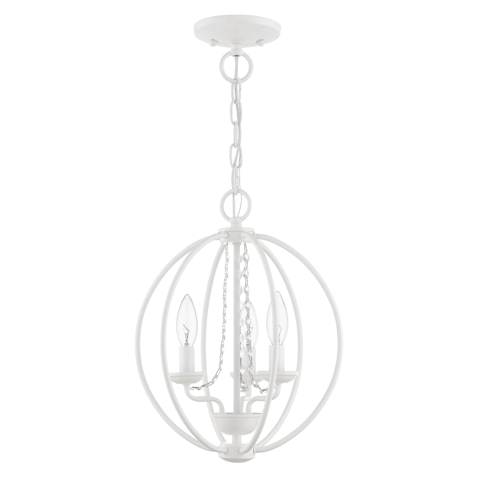 Image 3 Arabella 3 Light White Globe Convertible Mini Chandelier or Semi-Flush more views