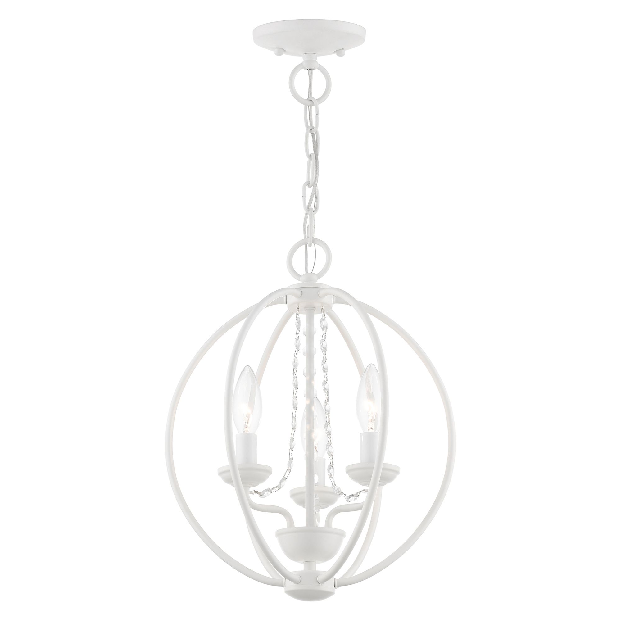 Image 4 Arabella 3 Light White Globe Convertible Mini Chandelier or Semi-Flush more views
