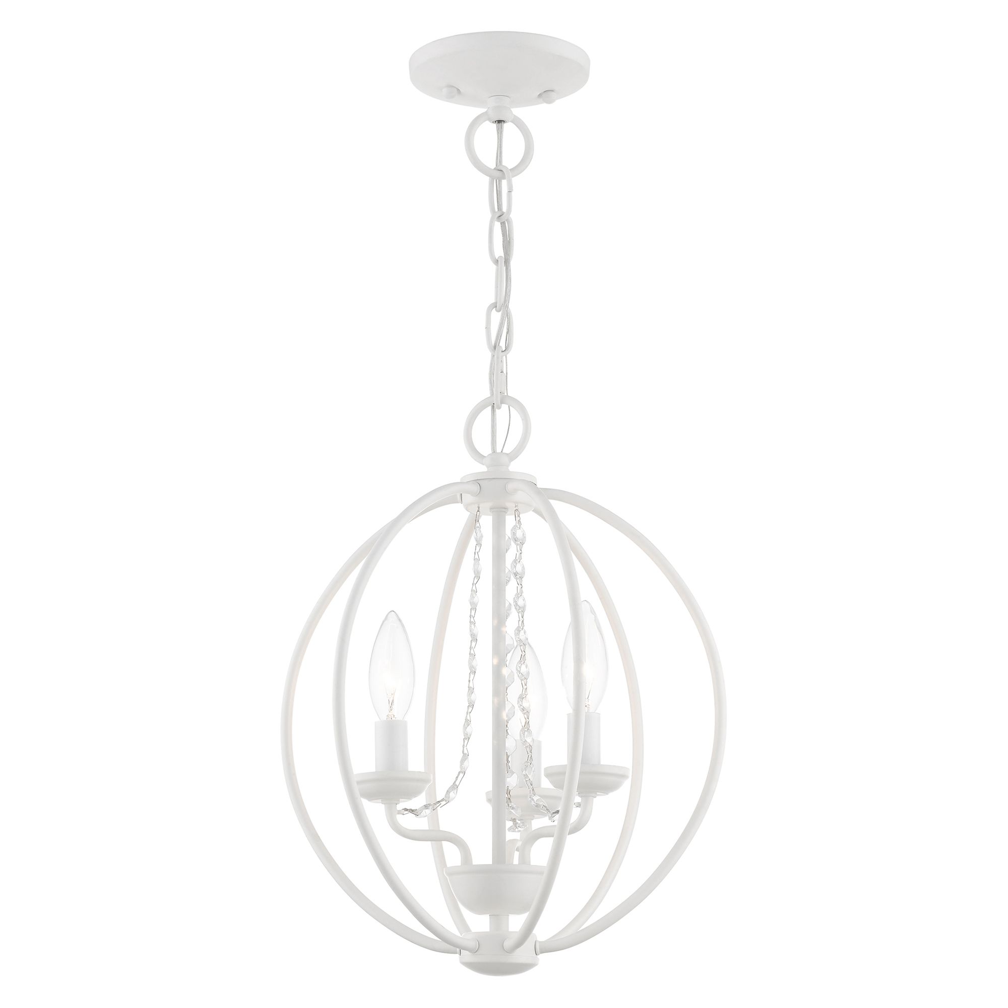 Image 5 Arabella 3 Light White Globe Convertible Mini Chandelier or Semi-Flush more views