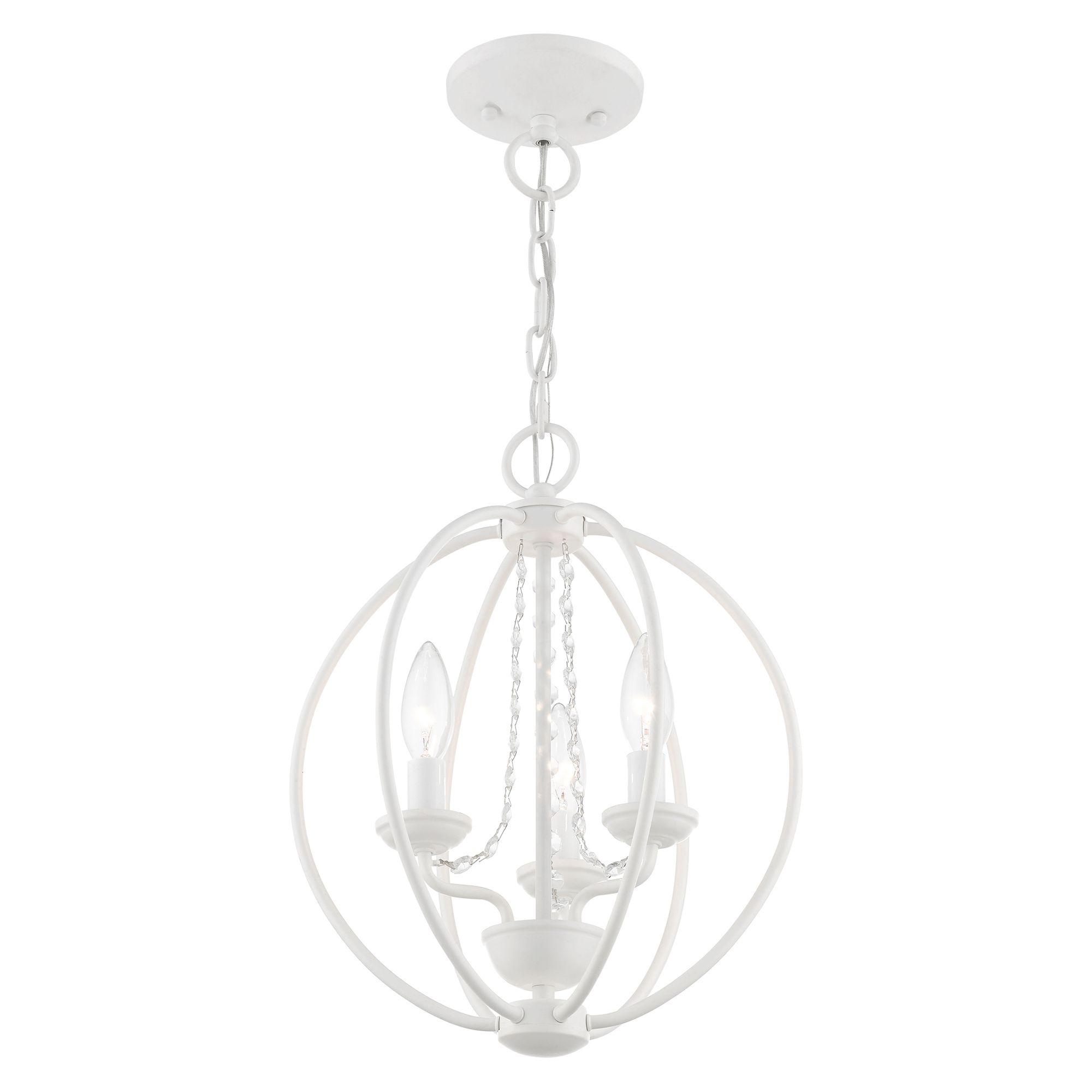 Image 6 Arabella 3 Light White Globe Convertible Mini Chandelier or Semi-Flush more views