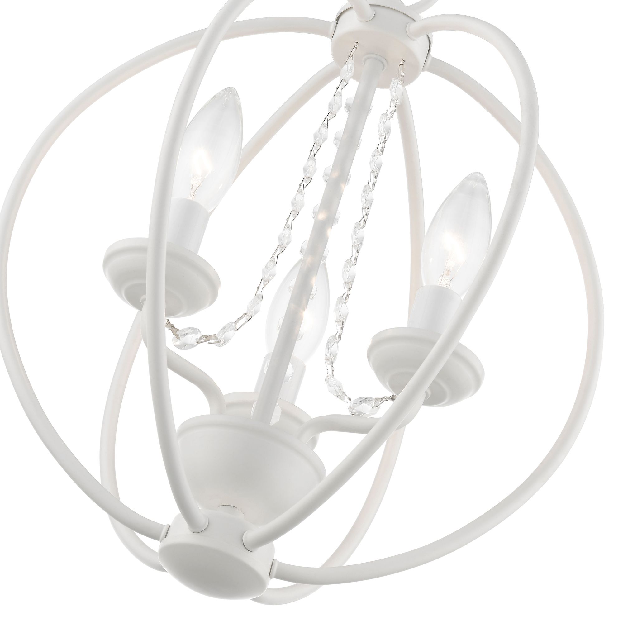 Arabella 3 Light White Globe Convertible Mini Chandelier or Semi-Flush