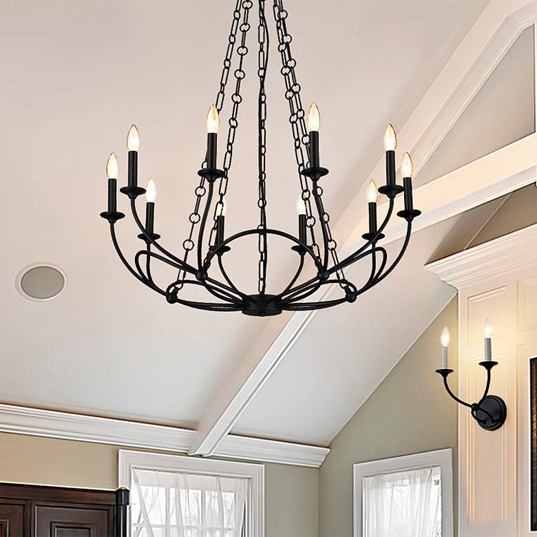 Image 2 Arabella 33" Wide Matte Black 10-Light Chandelier