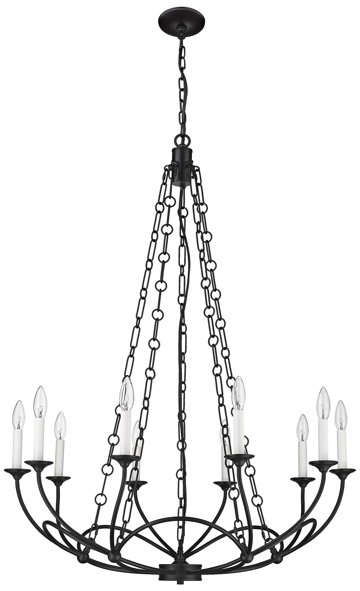 Arabella 33" Wide Matte Black 10-Light Chandelier in scene