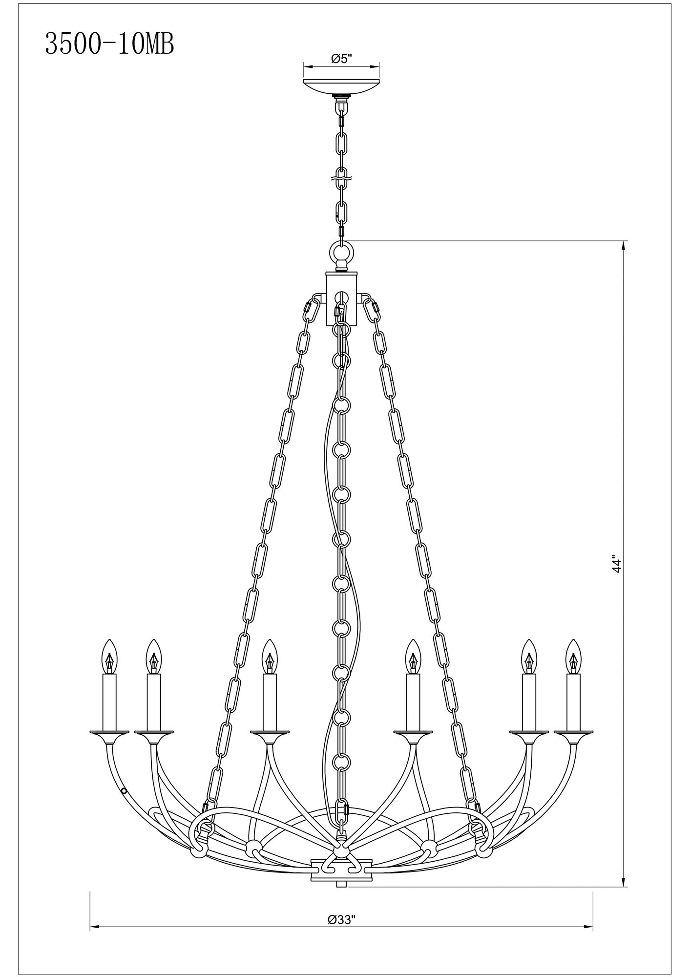 Arabella 33" Wide Matte Black 10-Light Chandelier in scene